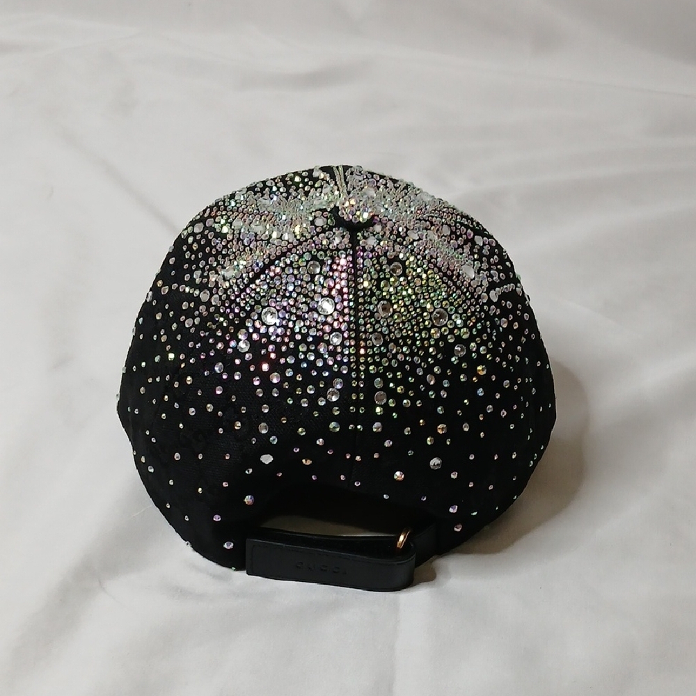 Gucci Black Monogram GG Rhinestone Cap - Picture 3 of 6